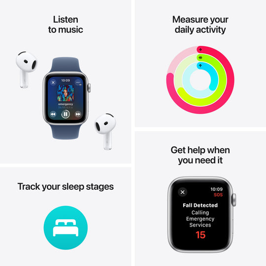 Apple Watch SE GPS 44mm Midnight Aluminium Case with Ink Sport Loop, MXEP3QA/A