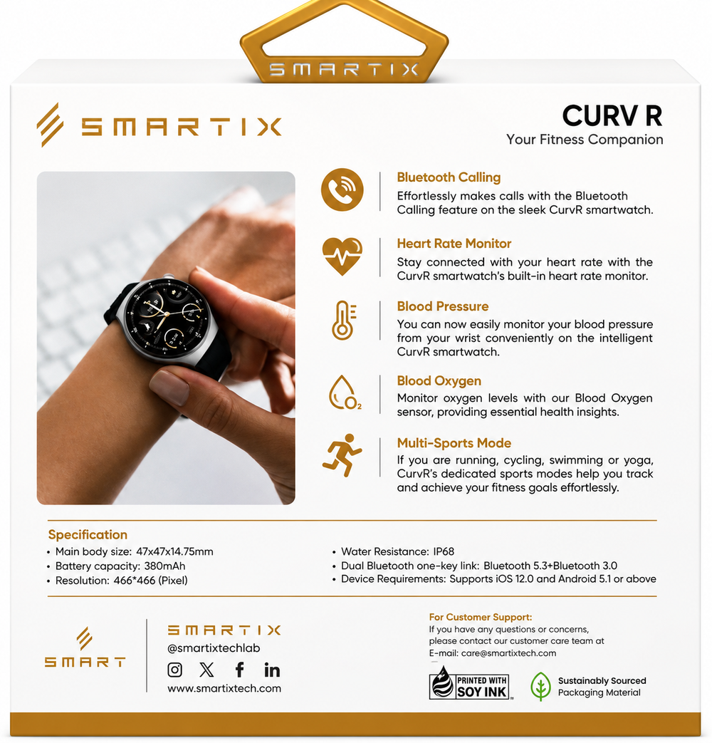 Smartix CURV R Premium Smart Watch with Bluetooth Calling & Extra Straps