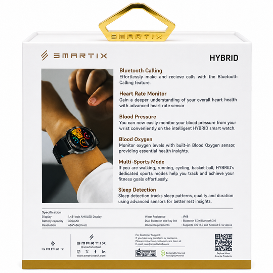 Smartix Premium Hybrid Smart Watch with 1.4 Inch Amoled Screen