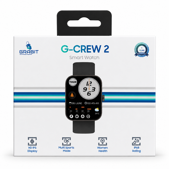 Grabit G-CREW 2 Smart Watch – 1.83" Display, Bluetooth Calling & IP68