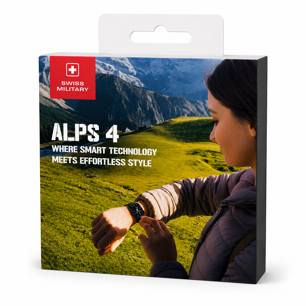 Swiss Military ALPS 4 Smartwatch Premium Pack with Victor 5 Wireless Earbuds – White