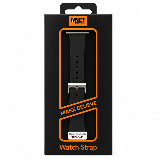 iNet Watch Strap Black with Silver Buckle 38/40/41mm INWST02SQ
