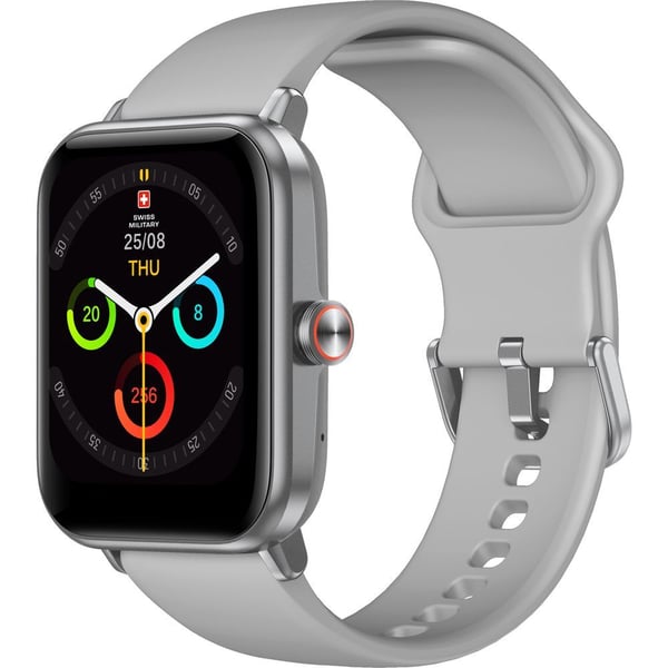 Swiss Military Alps 4 Smart Watch, 1.75 Amoled Screen, IP67 Water Resistance, Blood Pressure, Heart Rate and SpO2 Monitering, Wireless Charging, Grey