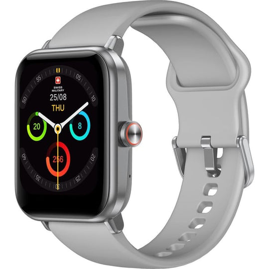 Swiss Military Alps 4 Smart Watch, 1.75 Amoled Screen, IP67 Water Resistance, Blood Pressure, Heart Rate and SpO2 Monitering, Wireless Charging, Grey