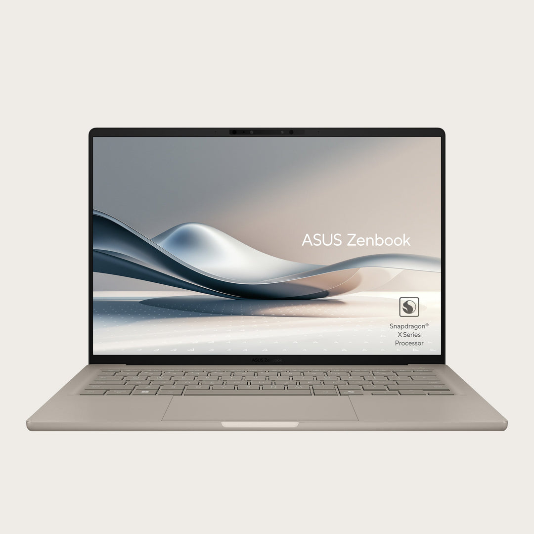 Asus Zenbook A14 Notebook, 12 CORE Hamoa Snapdragon X Elite X1E 78 100, 32GB RAM, 1TB Storage, 14-inch WUXGA (1920 x 1200) OLED 16:10, Qualcomm Hexagon NPU Graphics up to 45TOPS, Win 11 Home, Zabriskie Beige