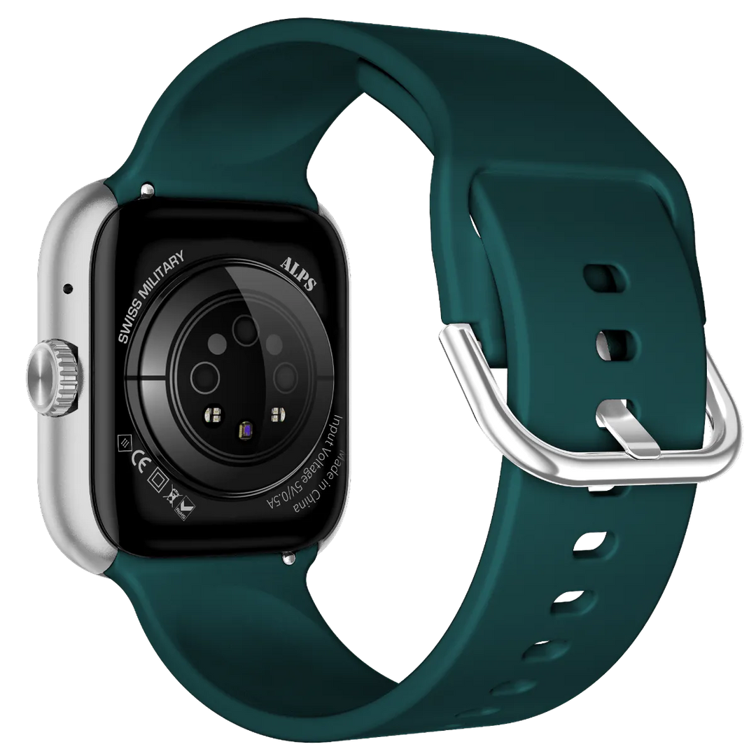 Swiss Military Alps 4 Smart Watch, 1.75 Amoled Screen, IP67 Water Resistance, Blood Pressure, Heart Rate and SpO2 Monitering, Wireless Charging, Green