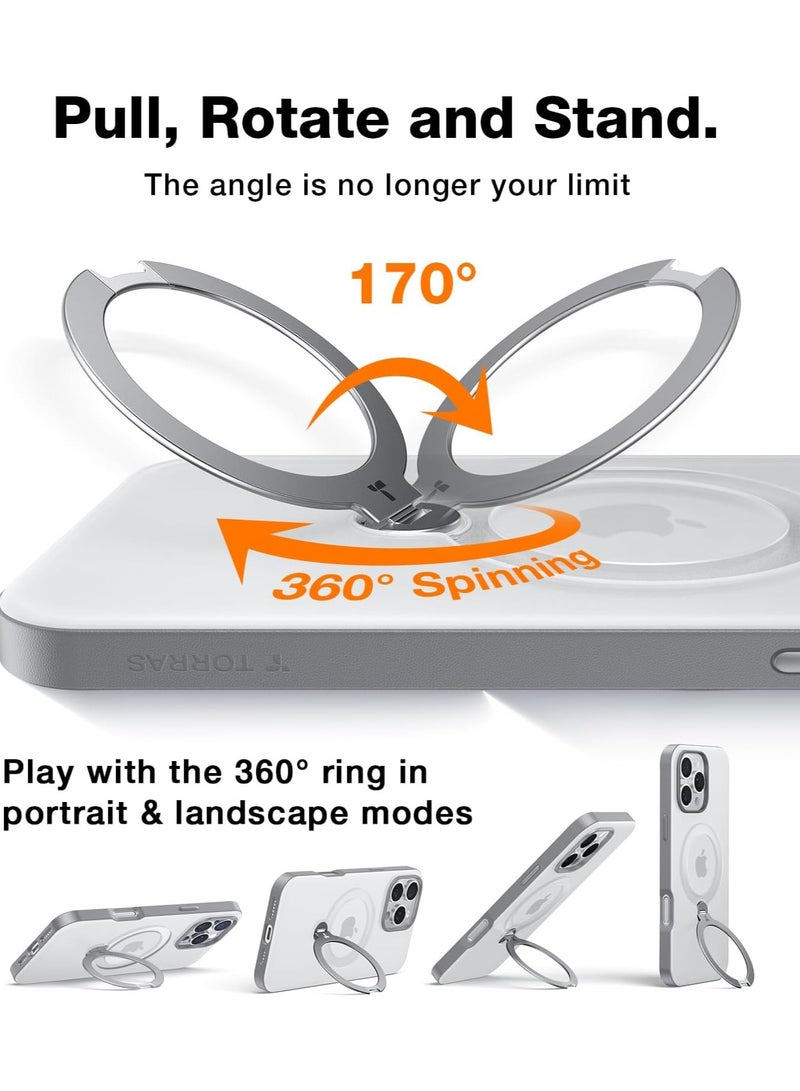 TORRAS Ostand Spin Case for iPhone 16 Pro Max - Titanium Grey