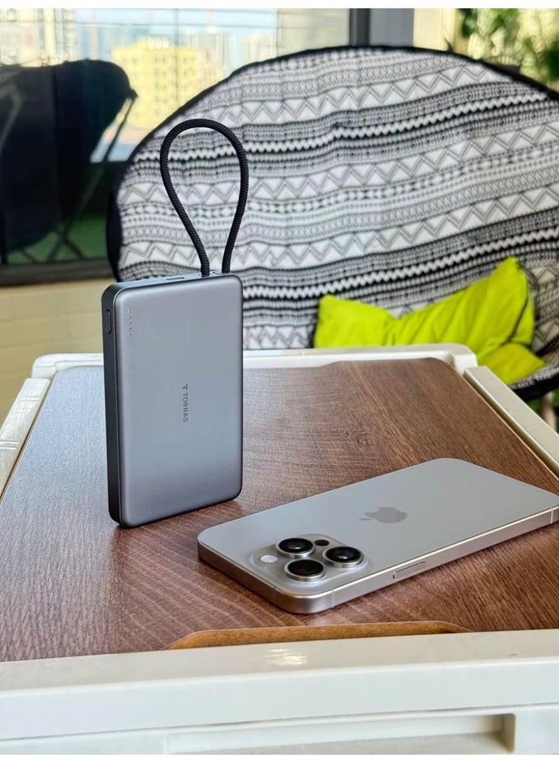 TORRAS PebbleLink 10000mAh Fast Charging Power Bank - Grey