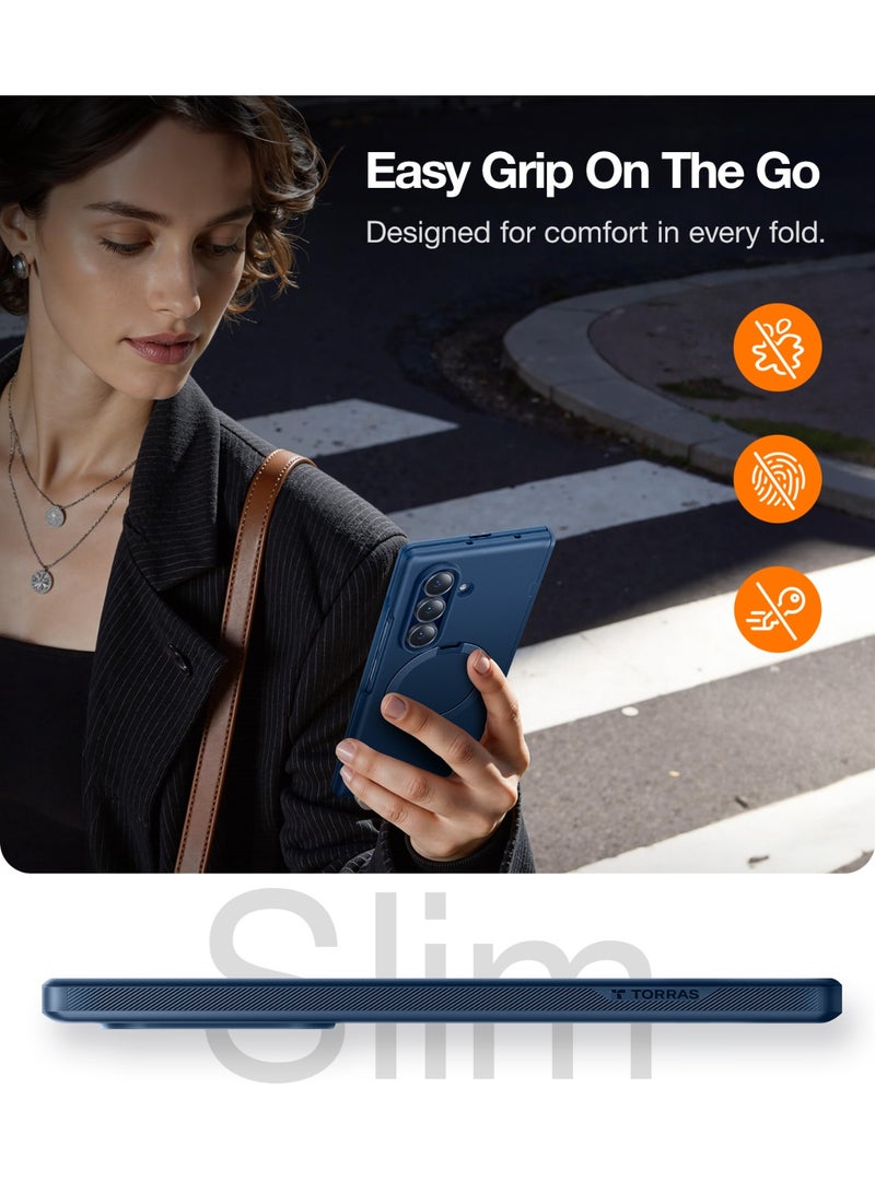 TORRAS Ostand Spin Case for Samsung Galaxy Z Fold 7 - Navy Blue