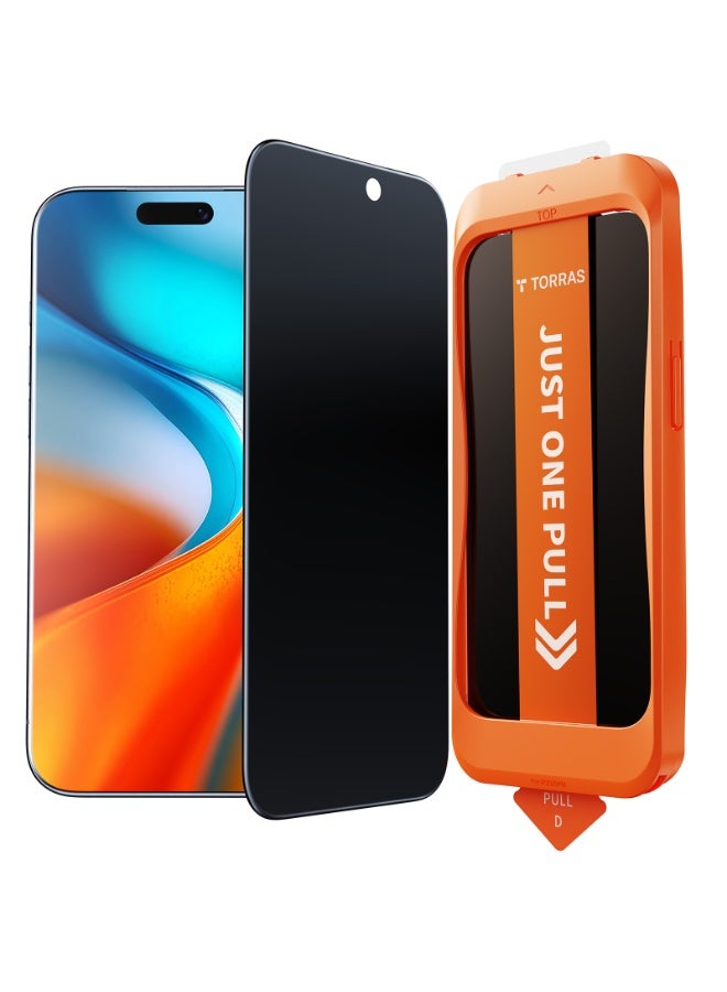 TORRAS Install Master Privacy Screen Protector for iPhone 17 Pro - Black