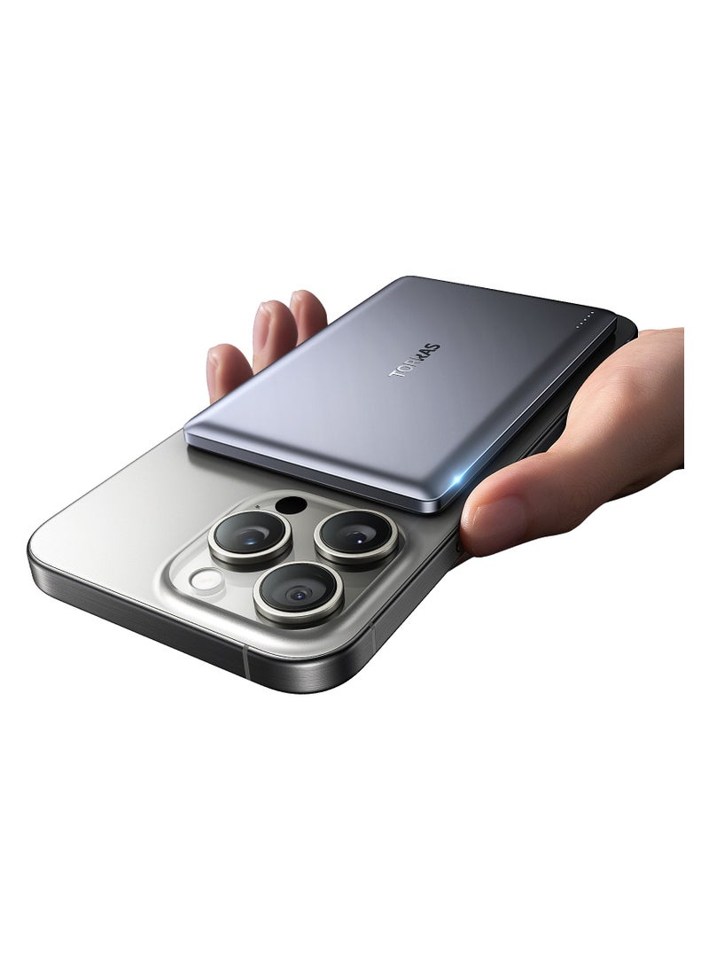 TORRAS MiniMag 5000mAh Magnetic Wireless Power Bank - Grey