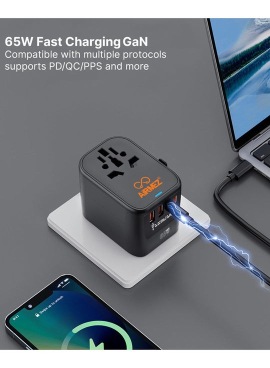 Airmez 65W Universal Travel Power Adapter - Black