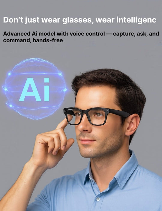 Airmez Mezlens S1 Smart AI Glasses with Camera, Black